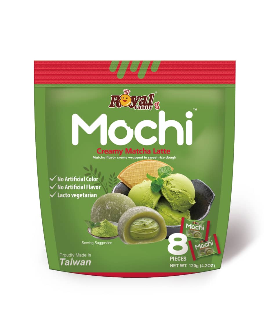 Mochi creamy matcha latte cartoon