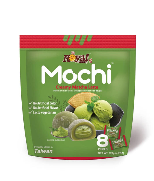 Mochi creamy matcha latte cartoon