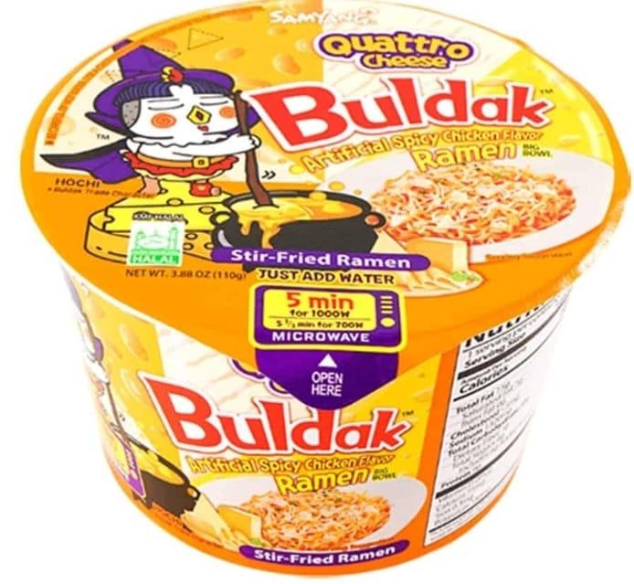 Buldak bowl quattro cheese cartoon